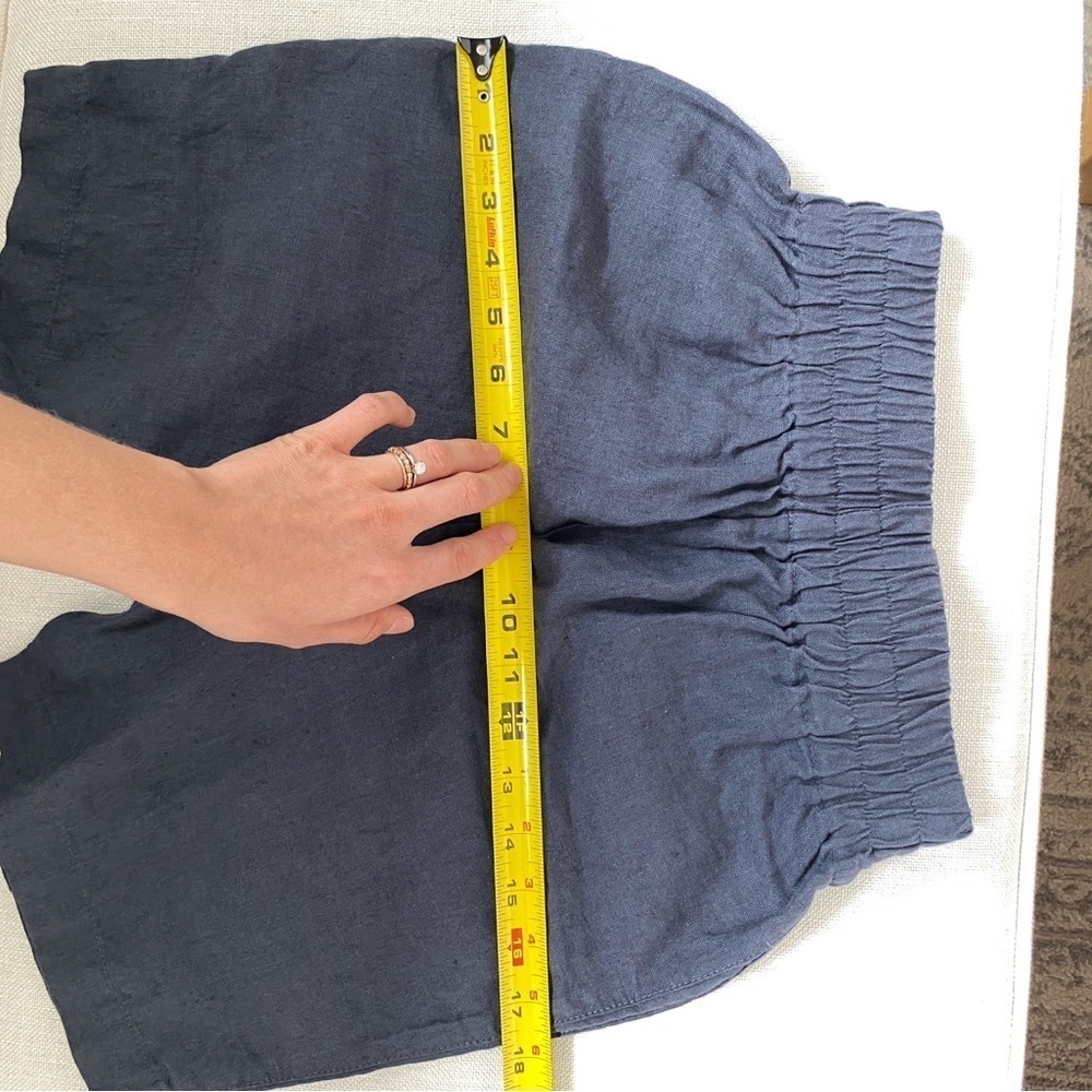notPERFECTLINEN Dark Gray Blue 6” High Rise Linen Shorts - Picture 9 of 12